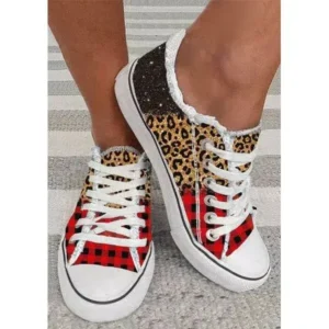 Rangolishoe Women Casual 3D Printing Color Leopard Canvas Shoes