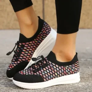 Rangolishoe Women Fashion Fly Knit Breathable Fashion Sneakers