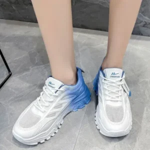 Rangolishoe Women Fashion Round Toe Breathable Mesh Gradient Sneakers