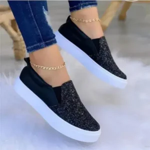 Rangolishoe Thick Sole Casual Sequined Shoes Women Flat Shoes