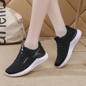 Rangolishoe Women Sports Casual Lace Up Design Mesh Breathable Wedge Sneakers