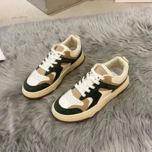 Rangolishoe Women Fashion Lace Up Design Color Blocking Sneakers