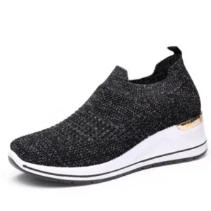 Rangolishoe Women Casual Mesh Knit Design Breathable Comfort Wedge Platform Sneakers