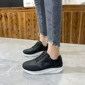 Rangolishoe Women Casual Rhinestone Decor Fashion Plus Size Sports Running Shoes Round Toe Sneakers