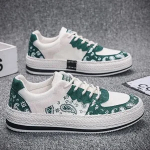 Rangolishoe Men Fashion Cashew Flower Printed Canvas Sneakers