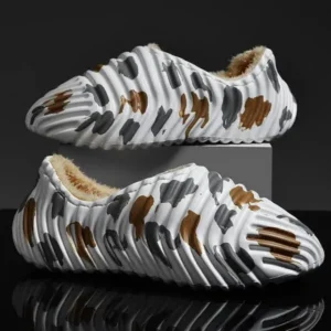 Rangolishoe Men'S Fashion Camouflage Coconut Shape Fleece Warm Plush Shoes