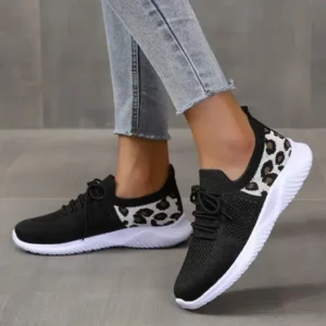 Rangolishoe Women Casual Mesh Breathable Leopard Sneakers