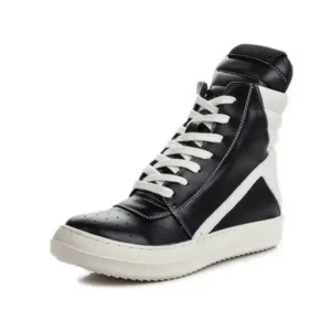 Rangolishoe Women Fashion Casual Black White Inverted Triangle High Top Shoes