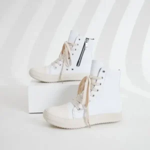 Rangolishoe Women Fashionable Hip Hop White High Top Sneakers