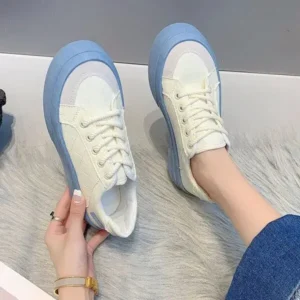 Rangolishoe Women Fashion Round Toe Lace-Up Sneakers