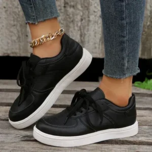 Rangolishoe Women Fashion Round Toe Platform Solid Color Sneakers