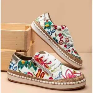 Rangolishoe Women Fashion Color Matching Ethnic Style Printed Sneakers