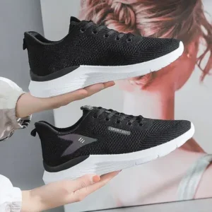 Rangolishoe Women Fashion Flyknit Mesh Lace-Up Sneakers