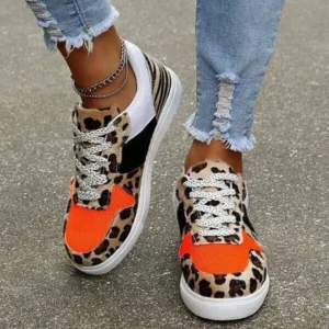 Rangolishoe Fashionable Round Toe Lace-Up Sneakers