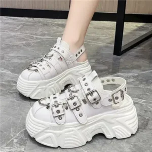 Rangolishoe Women Fashion Platform Solid Color Sneakers