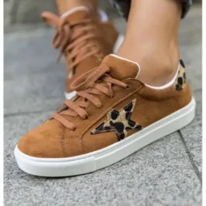 Rangolishoe Women Fashion Round Toe Lace-Up Canvas Sneakers