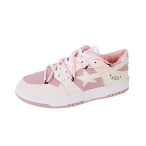 Rangolishoe Women Fashion Low Top Flat Retro Sneakers